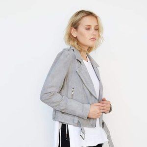 BLANKNYC Suede Moto Jacket Cloud Grey SIZE M